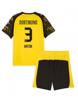 Billige Borussia Dortmund Waldemar Anton #3 Hjemmedraktsett Barn 2025-26 Kortermet (+ Korte bukser)